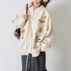 2026 Retro Floral Knit Cardigan: Trendy Women's Loose Fit Autumn/Winter Sweater Coat
