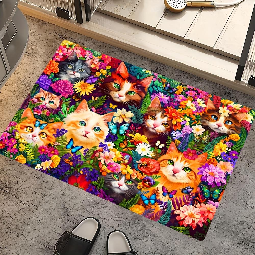 

Enchanting Cat Flower Door Mat - With a vibrant design, cute kittens, and colorful flowers, it s perfect for cat lovers 40x60cm