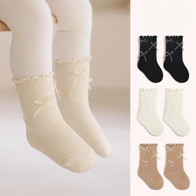 New Fashion Girls Mid-tube Cotton Socks Princess Bow Kids Calf Korean Version Baby Children's Socks