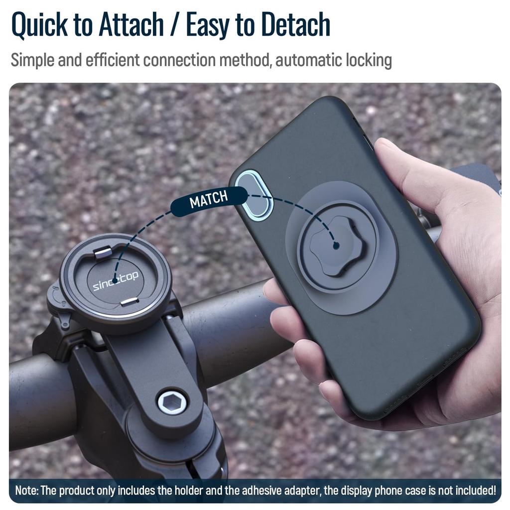 sincetop Bicycle Phone Bundle Smartphone Aluminum Phone Holder for Mountain Bikes and Road Quick Connect Clip MTB Bar Compatible with iPhone Black