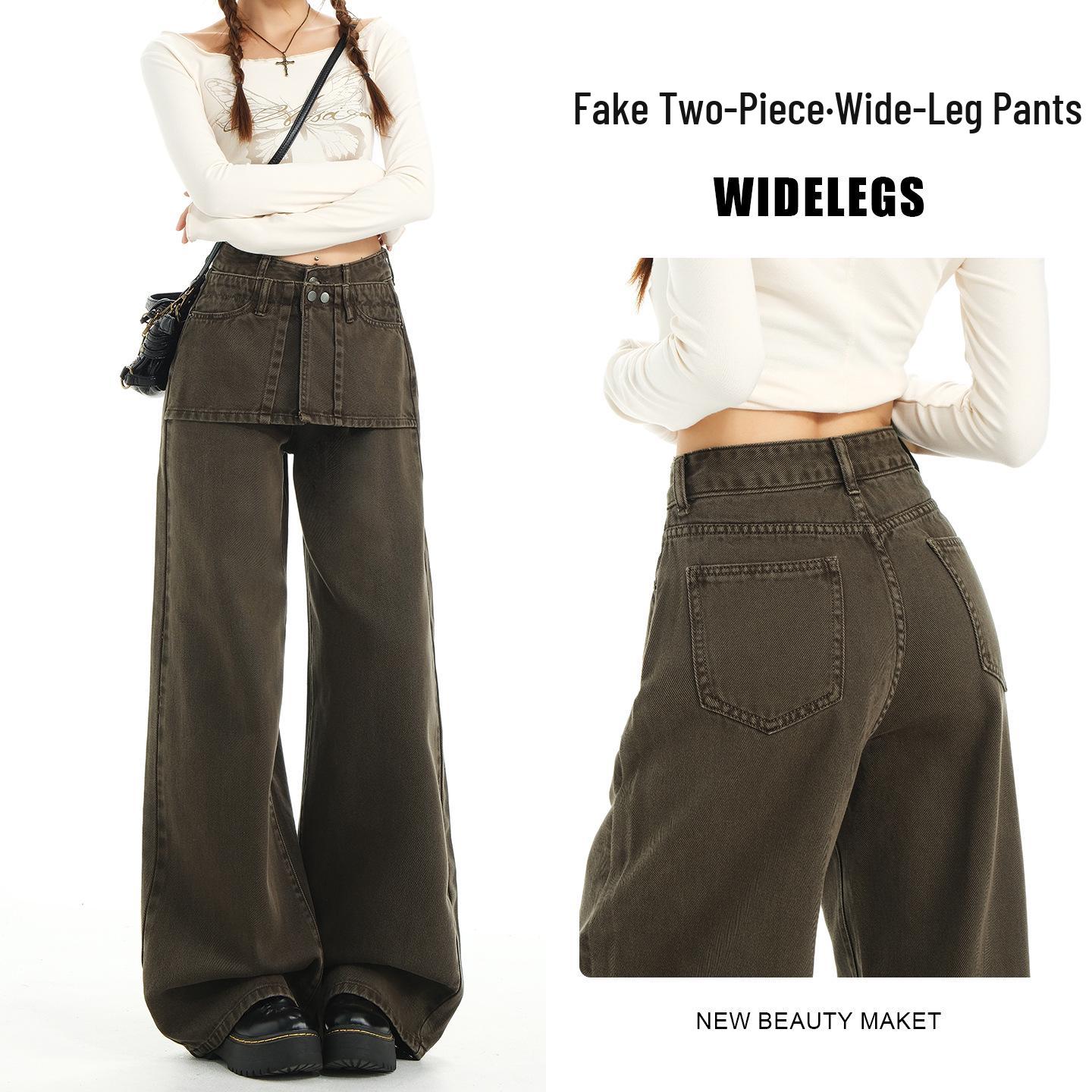 

Women s Patchwork High-Waisted Wide-Leg Jeans - Spring & Autumn Collection L (111-121 lbs)
