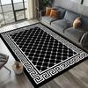 Luxury Modern Geometric Border Rug Vibrant Black Gold Marble Pattern Carpet Elegant Floor Covering Living Room Decor