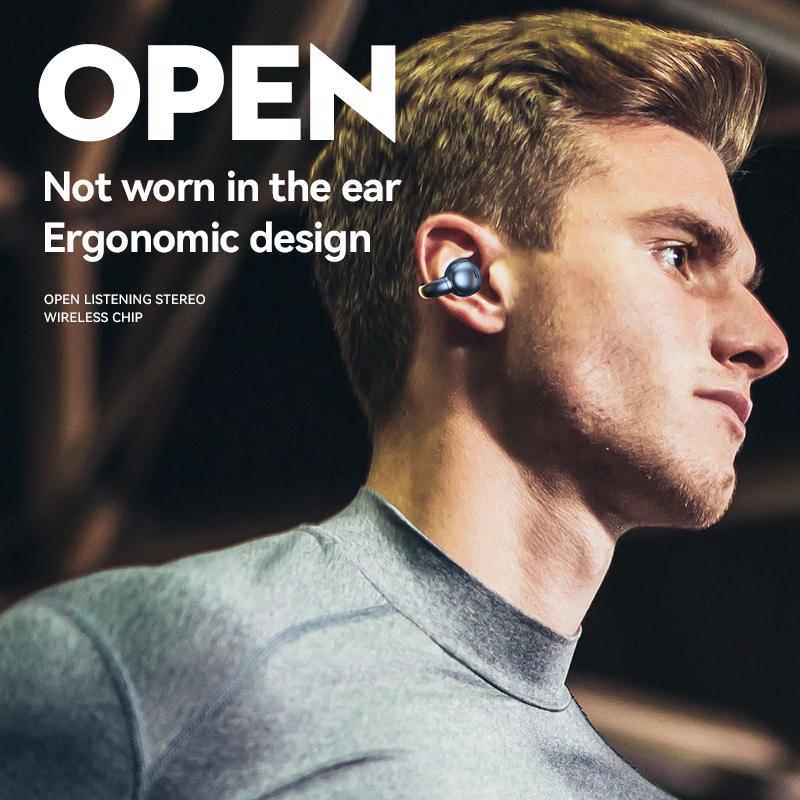 Auricolare Bluetooth TWS Tipo Clip da Orecchio Cuffie Sportive e per il Tempo Libero 5.3 Auricolare Wireless Auricolari Impermeabili Stereo Riduzione del Rumore Auricolari Sportivi