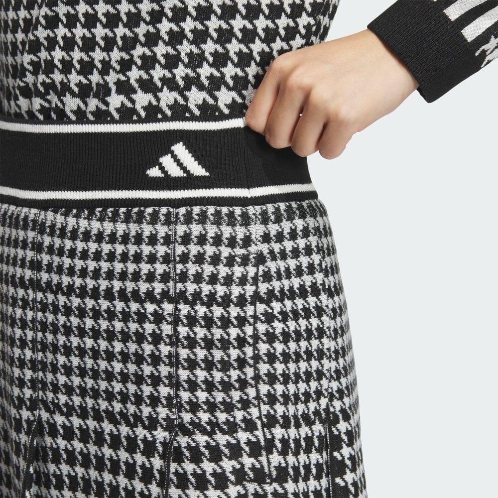 Adidas Golf Primeknit Comfortable Pleated Houndstooth Casual Skirt Women Skirts Black IM7260