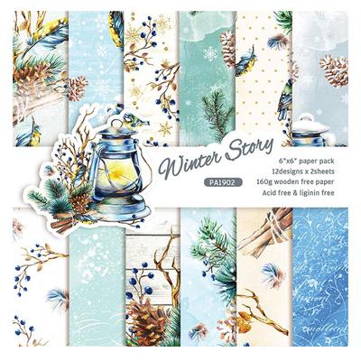 24 Sheets Winter Story Craft Paper Pads Cutting Dies Art Background Origami Scrapbooking Card Making.