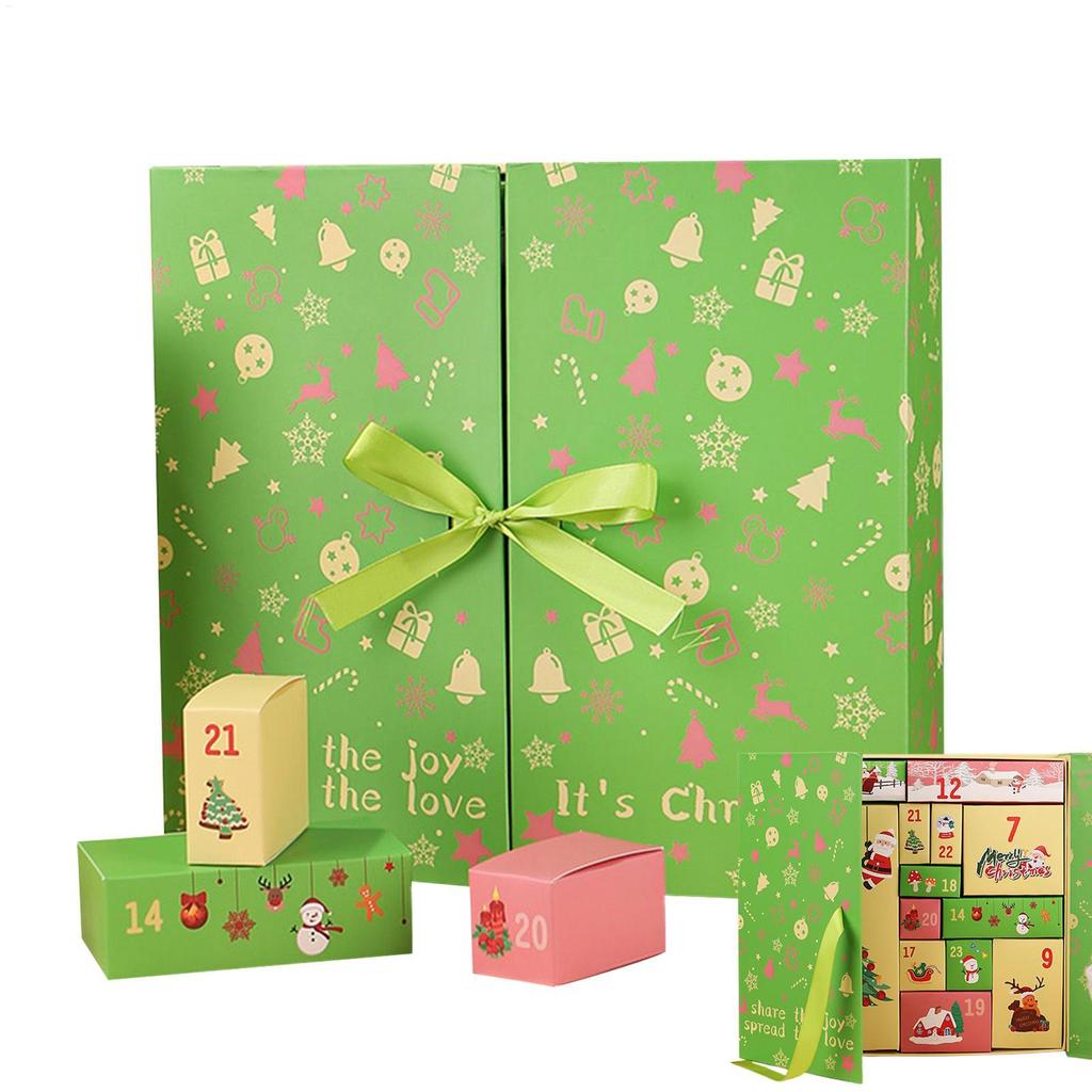 Christmas Countdown Calendar Box 24-Grid Empty Folding Christmas Advent Boxes 2025 Home Decorations Party Favors for Stationery