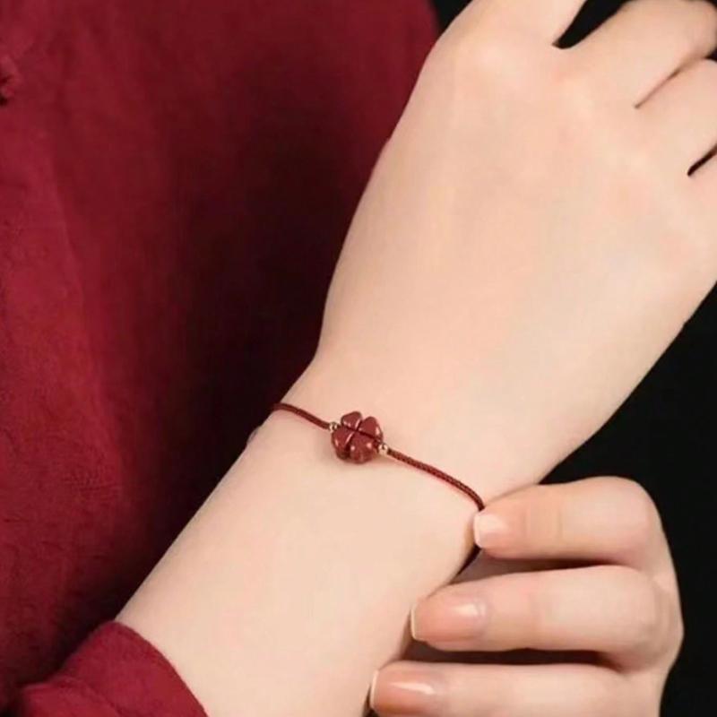 1pc Vintage Lucky Four-Leaf Clover Woven Bracelet, Holiday Gift Valentines,Mom,Mother,Mother's Day,Gift