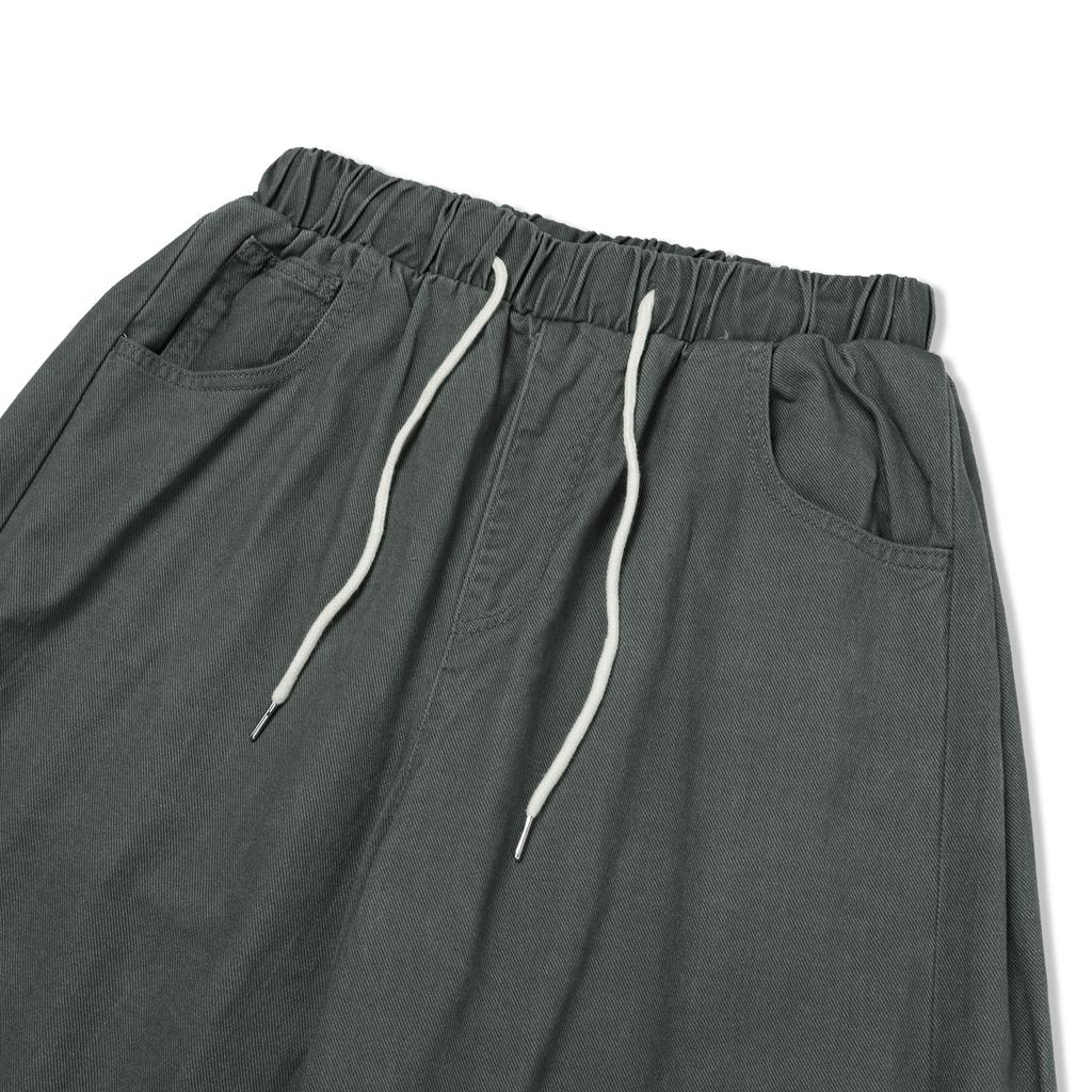 And Again Washed Cotton Wide Twill Pants (Gray)