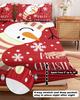 Christmas Snowman Pattern Snowflake Queen Size Bed Mattress Fitted sheet Elastic Rubber Band Non-slip Bed Sheet Pillowcase Set