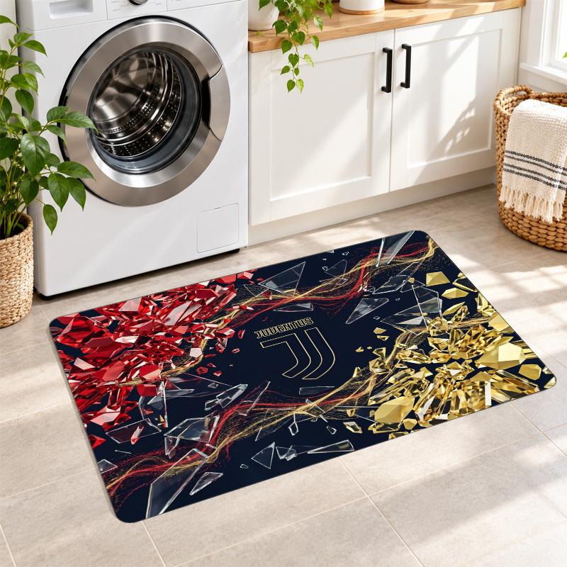 Flannel Kitchen Mat Juventus FC Soft Area Rug Non Slip Floor Carpet Home Decoration