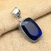 Blue Sapphire Lab-Created Gemstone Handmade 925 Solid Sterling Silver Jewelry Pendant