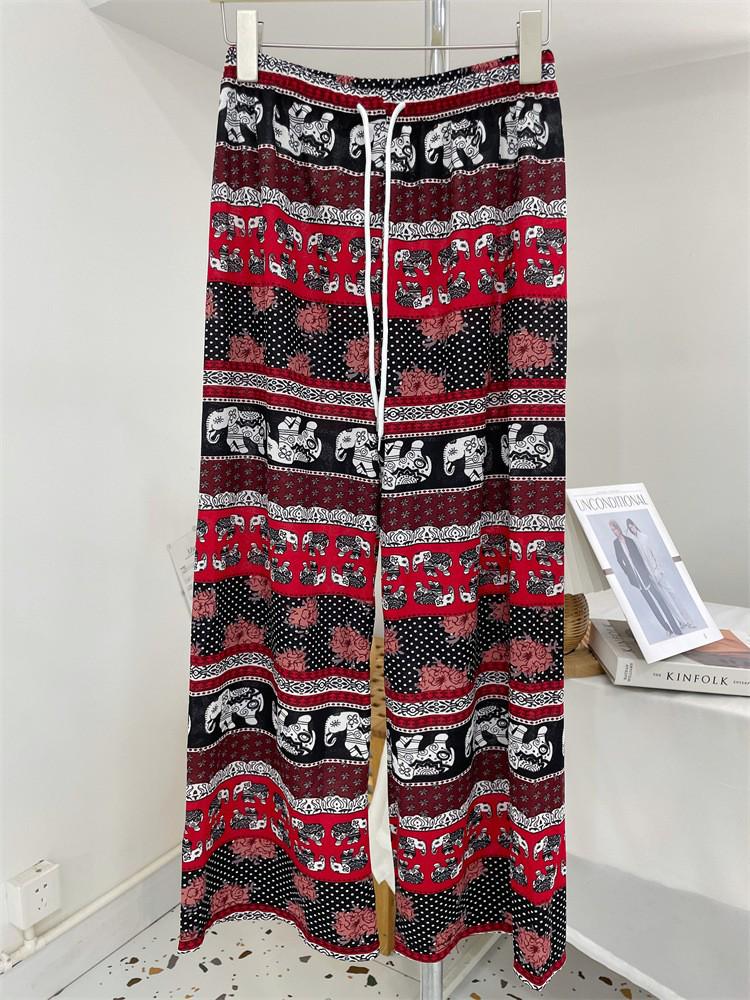 

Широкие брюки с высокой талией и драпировкой на весну/лето — длина до пола, повседневные, свободный крой, новая тайская женская мода One Size - Suitable for 90-140 lbs