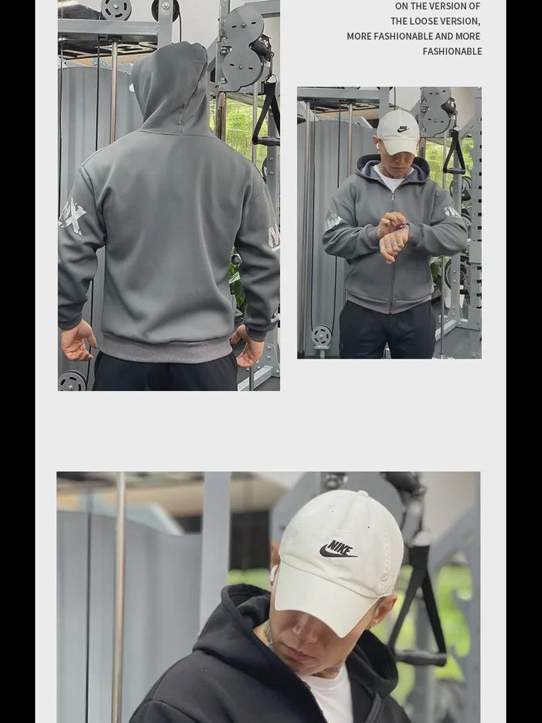 Herren Dickes Samt Kapuzensweatshirt für Sport - Warme, locker sitzende, langärmelige Jacke für Frühling, Herbst & Winter.