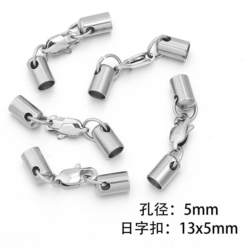 5Sets/Lot Stainless Steel Leather Cord End Caps With Lobster Clasp Connectors For Jewelry Making DIY Necklace Bracelet Connector