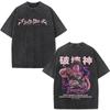 Washed Anime Black Clover Logo Graphic Print T-shirt Harajuku Summer Fashion Casual Cotton Oversized T-shirts Tops Streetwear
