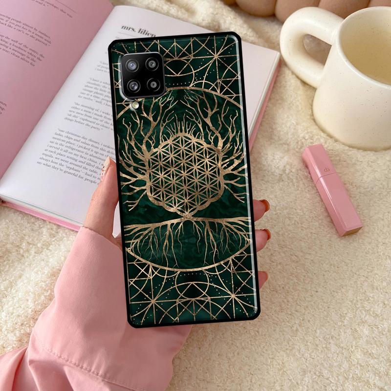 Květ života v lotosu pastelové zlaté pouzdro pro Samsung Galaxy A51 A71 A50 A70 A33 A53 A73 A12 A22 A32 A52 A72 A21S A52S kryt