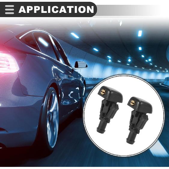 Motoforti Front Windshield Wiper Nozzles, for Nissan Titan 2004-2015, Plastic, Black, 2pcs