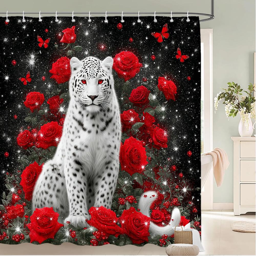 Roses, flowers, lions and leopards Shower Curtain Bath Curtain Animal Printed Bathroom Curtains for Home decoration Curtain