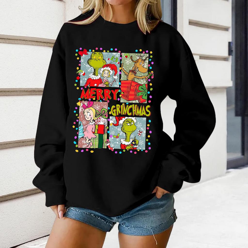 Women's Loose Comfortable Casual Fashionable Character Printing Round Neck Long Sleeved Sweatshirt