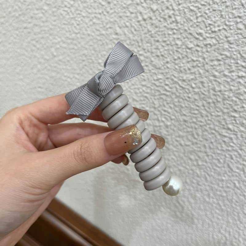 Elastische Telefondraht-Haargummis für Damen und Mädchen, einfarbige Haarbänder, Spiralspule, Gummiband, Pferdeschwanz, Kopfseil, Haar-Accessoires