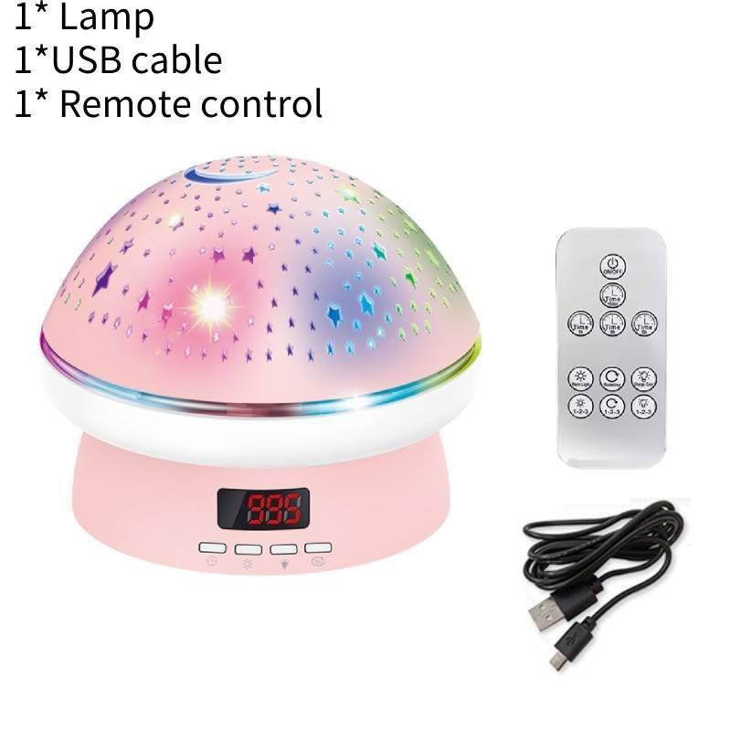 Star Night Projector Light Mushroom Timer Rotation Abs For Kids Gift Bedroom