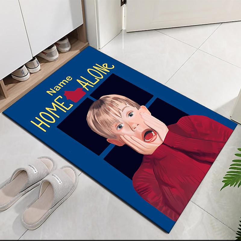 Custom Name Home Alone Printed Carpet, for Office Chair Living Room Bedroom Kitchen Room Decor Gifts.