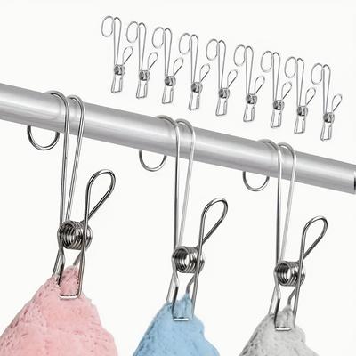 Multifunkční větruodolný kolíček na prádlo z nerezové oceli s háčky pro domácí použití, klip na ručníky do koupelny