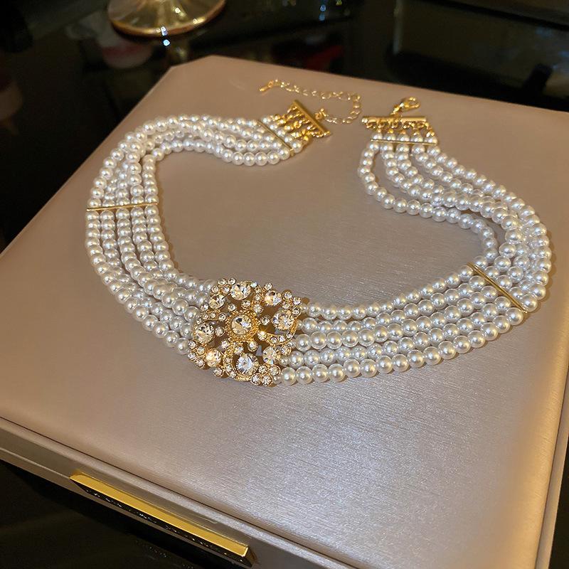 

Многослойное колье с бриллиантами, инкрустированное цветком, модная и преувеличенная индивидуальность, оригинальный дизайн, легкое роскошное колье, украшения, подарок