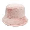 Winter solid color imitation rabbit hair bucket hat women's plate versatile bucket hat thickened plush warm plush basin hat