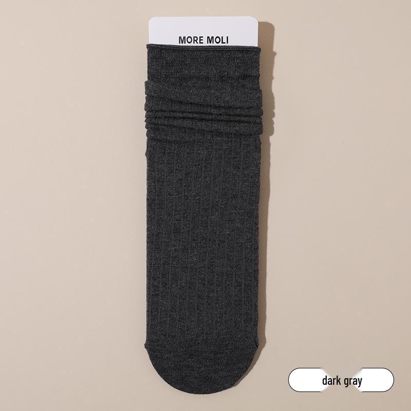 Women's Khaki Chunky Ribbed Slouch Socks - Cotton, Mid-Calf, Antibacterial, Anti-Pilling, Stretchy, and Bone-Free.