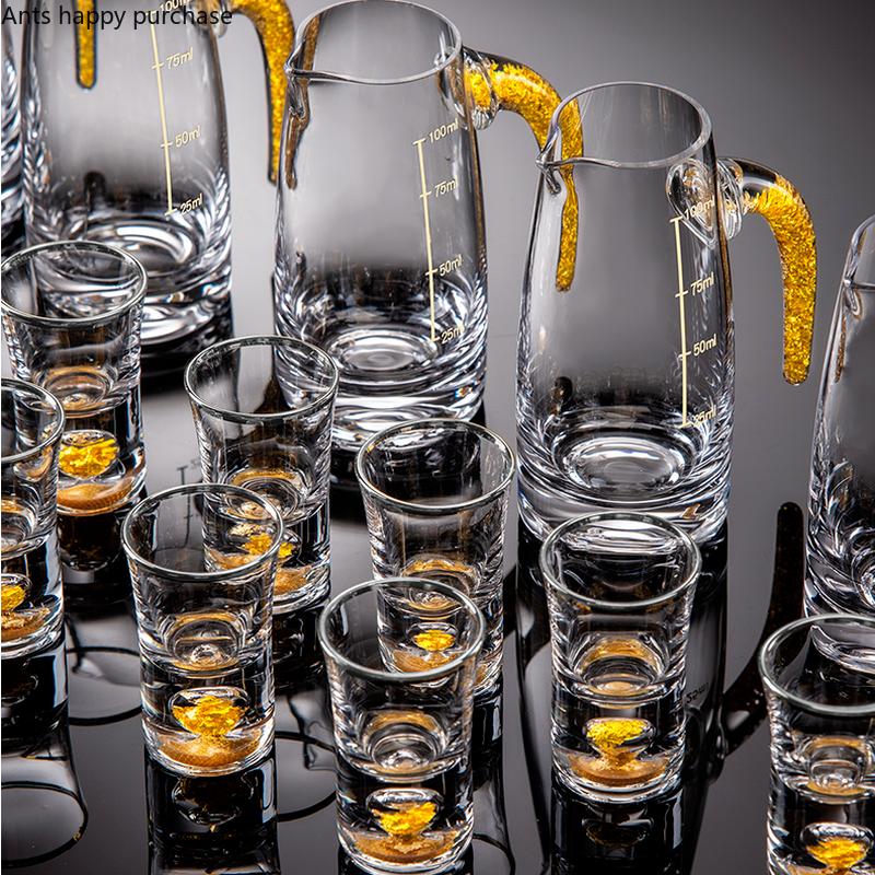 Crystal Glass White Wine Glass Set Portable Travel Wine Set Flagon Wine Dispenser Hip Flasks Shot Glass Drinkware Set with Bag