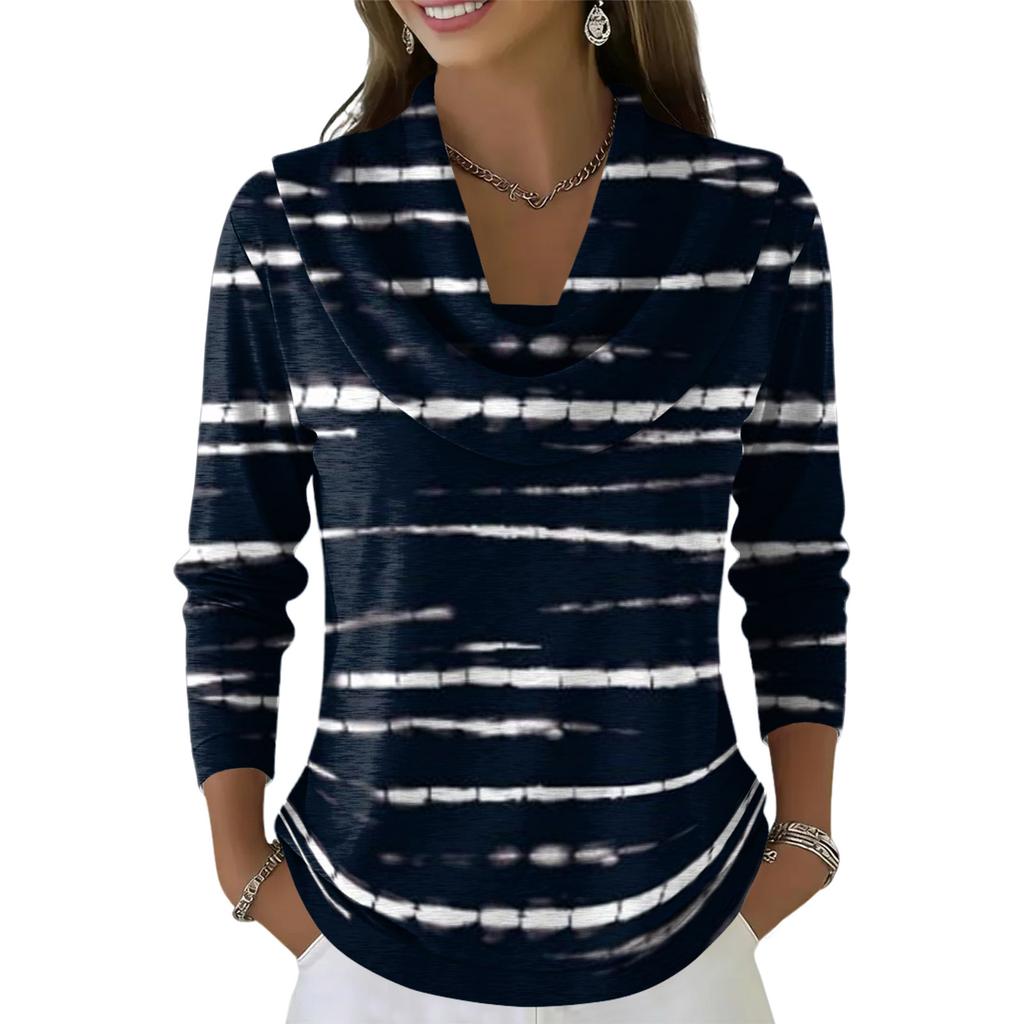 Women's Casual And Fashionable Round Neck Long Sleeved Printed Top Sweater