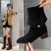 Internet Celebrity Same Fashion Boots Rhinestone Thin Boots Versatile Niche Single Boots Explosion Retro Style Pure Desire Spice Girl Style