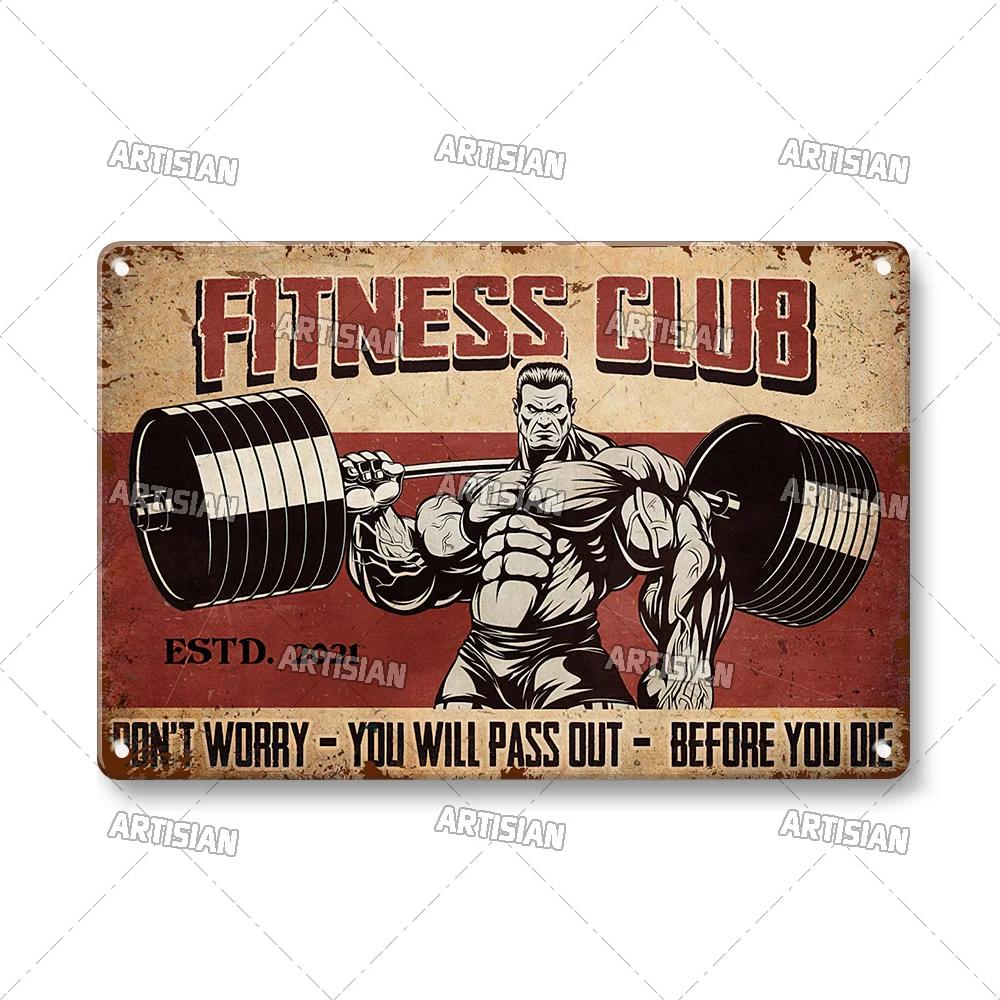 Artisian Funny Sport Metal Sign Fitness Tin Poster Gym Decorative Plate Wall Decor Garage Bar Pub Club Hotel Cafe Kitchen Home