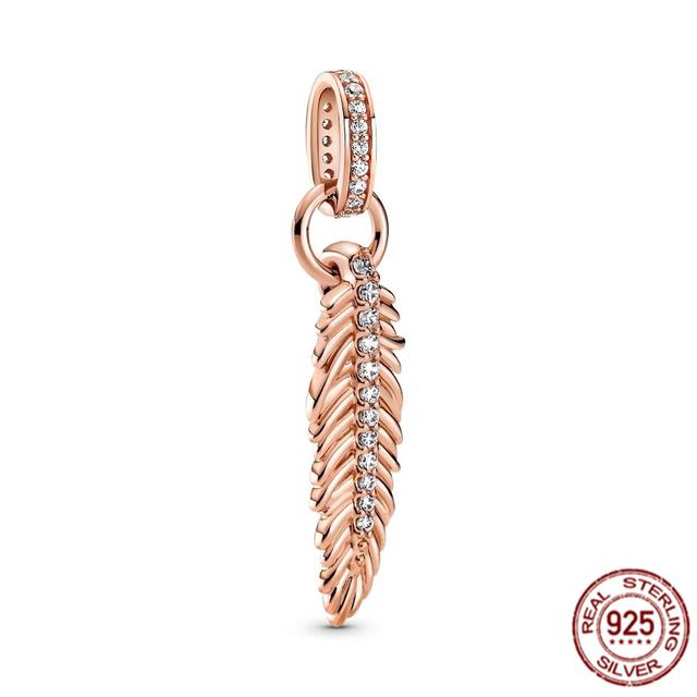 Rose Gold Plated Pendant Charm Gift 925 Sterling Silver Dangle Bead Fit Original Fasion Bracelet Necklace Jewelry For Women