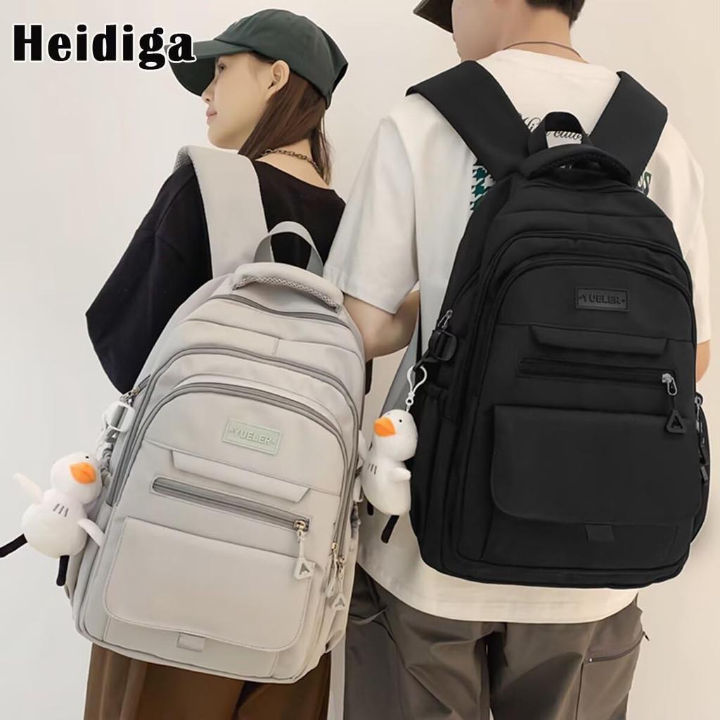 HeiDiga Waterproof Large Korean Perfect for iPad Large 25 and Perfect for White Women's Backpack, Capacity, Design, Lightweight, School, Storage,
