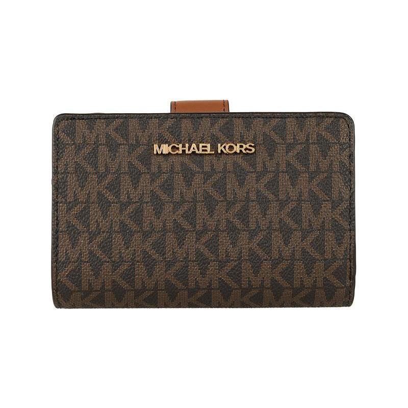 MICHAEL KORS Front brand logo PVC (polyvinyl chloride) leather wallet women s brown коричневый