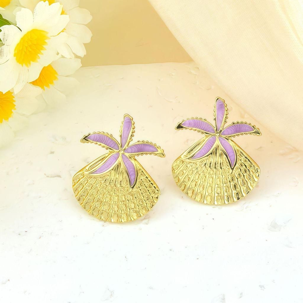 Colorful Starfish & Shell Beach Style Earrings – Marine Life Inspired Jewelry