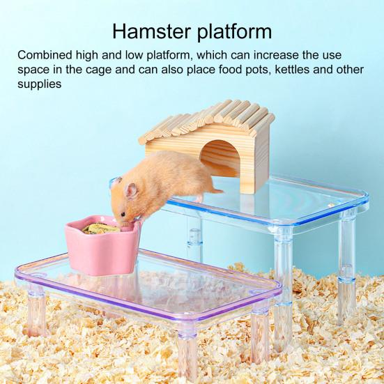 Platforma pro křečka Transparentní Odnímatelná Dekorativní terénní úpravy Průhledná miska na jídlo Úložný prostor pro domácí mazlíčky bez otřepů Stojan na hraní Hračka na šplhání Potřeby pro domácí mazlíčky