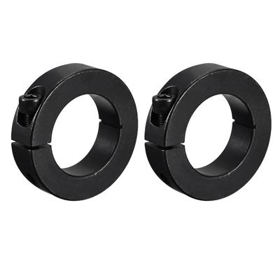Uxcell Colliers d'arbre, à fente unique, Colliers de serrage en acier au carbone avec vis de serrage, Diamètre intérieur 35 mm, Noir, 2 pièces