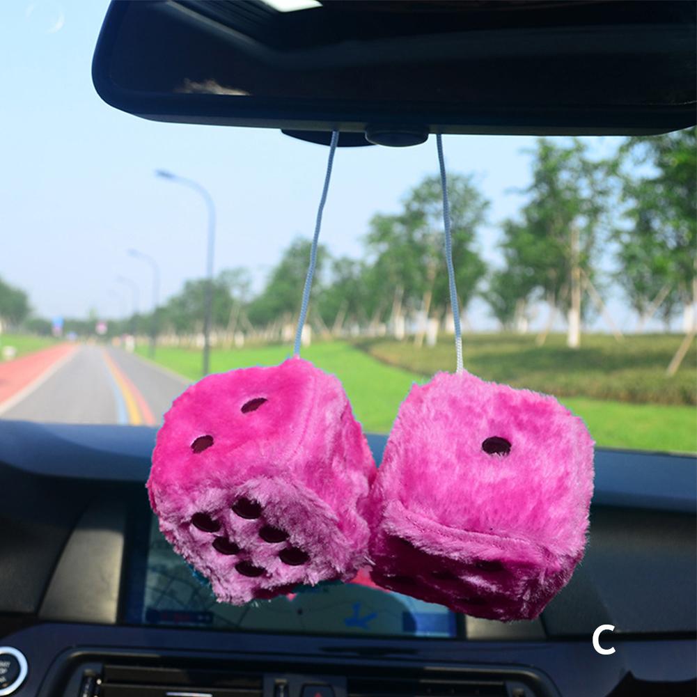 2PCS Car Pendant Fuzzy Dice Dots Rear View Mirror Hangers Car Interior Decoration Auto Accessories Ornaments Car-Styling