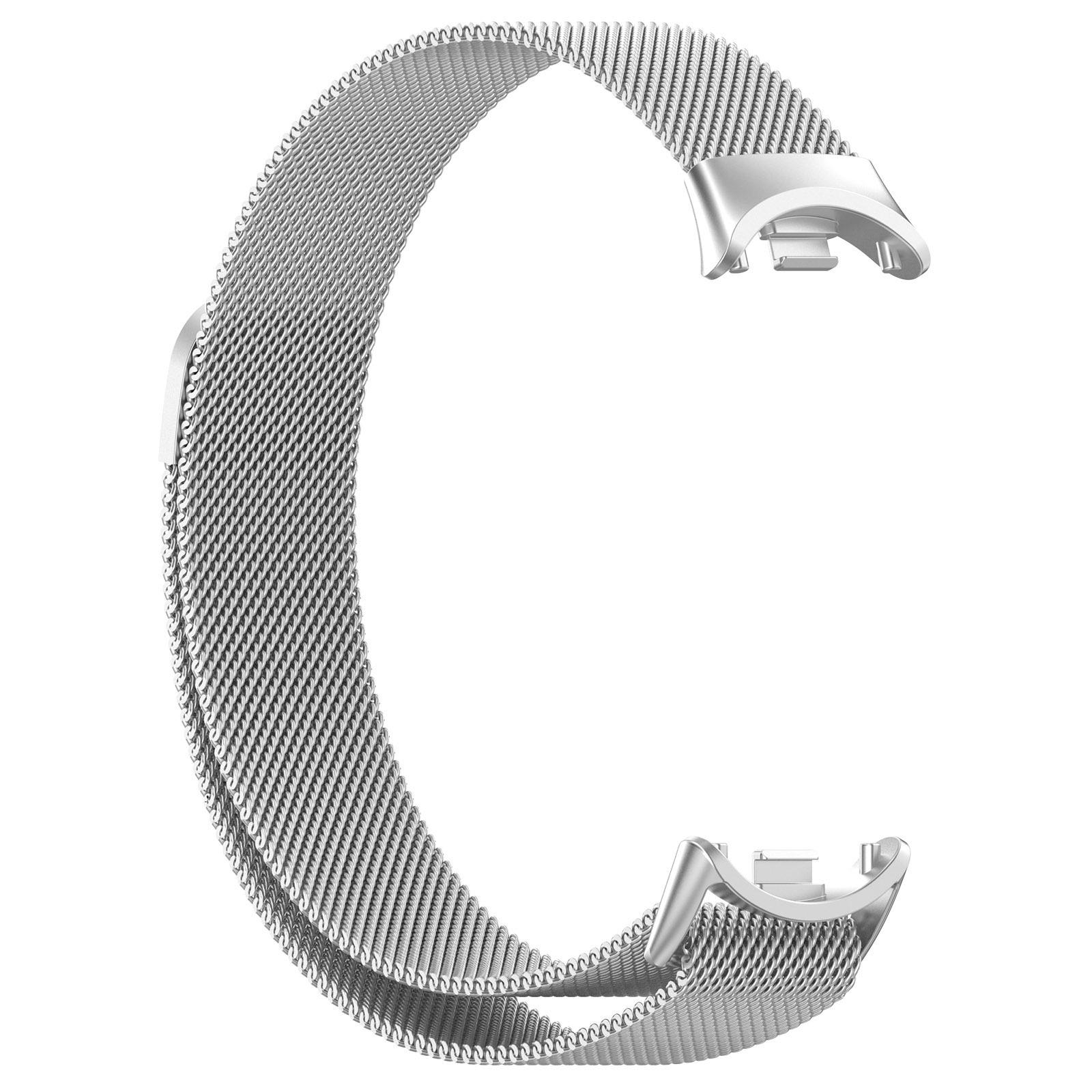 Compatible with Xiaomi Smart Band 8/9/10 Milanese Mesh Strap and Band 10NFC Magnetic Strap 8NFC. серебряный