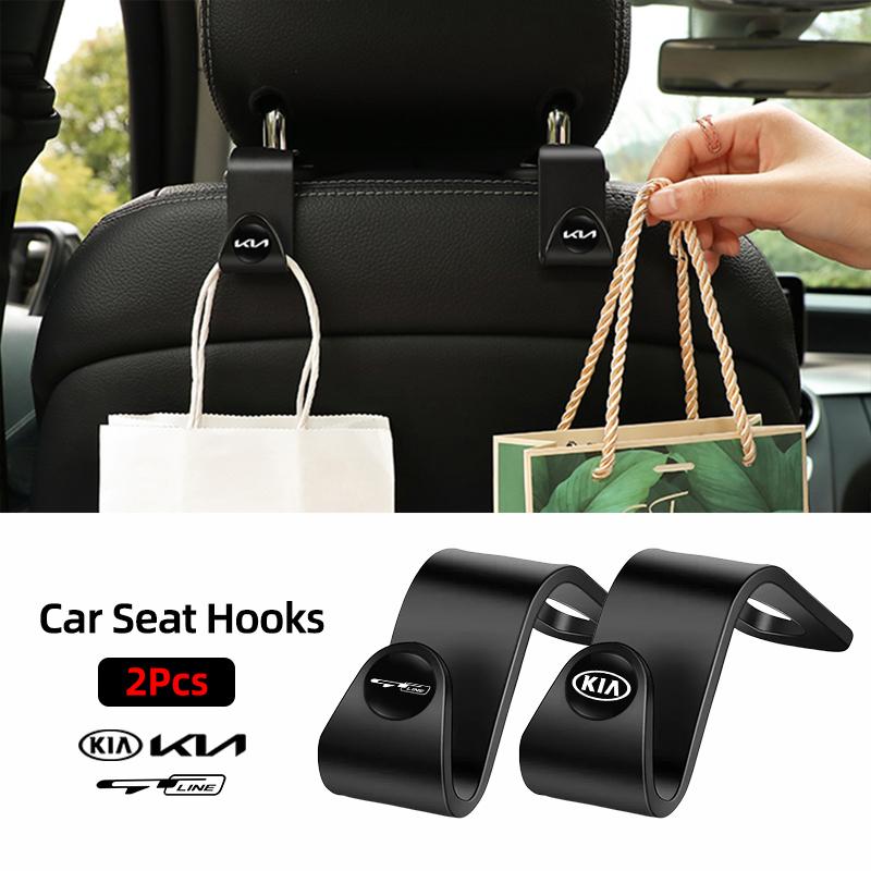 SKTF2 2Pcs Car Seat Back Hooks Storage Hanger Holder Organizer For KIA RIO Sorento Ceed K9 Stinger Soul Cerato EV6 Forte Niro Stonic