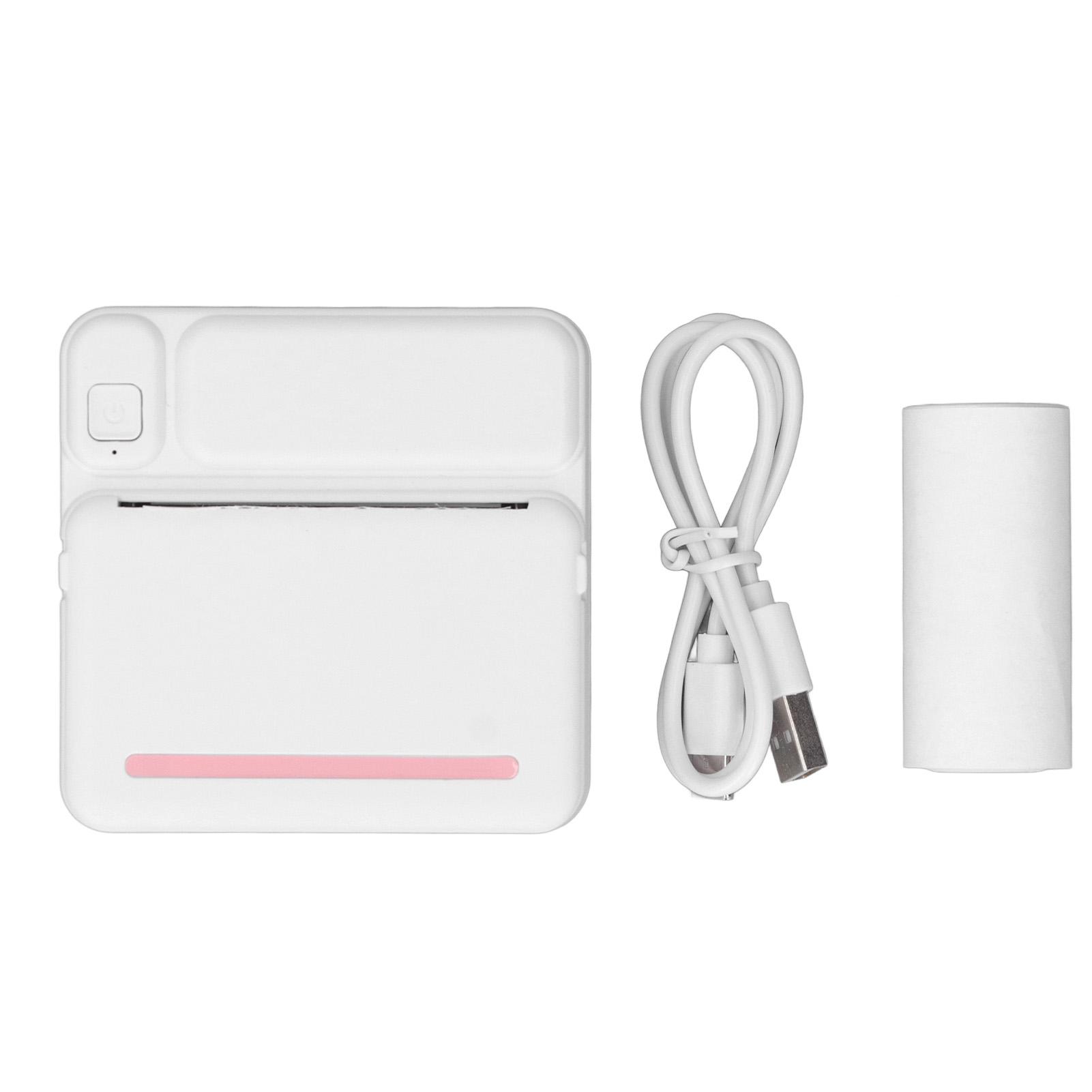 

Мини термопринтер HD печать разрешение 200 точек на дюйм без чернил перезаряжаемый портативный карманный принтер розовый