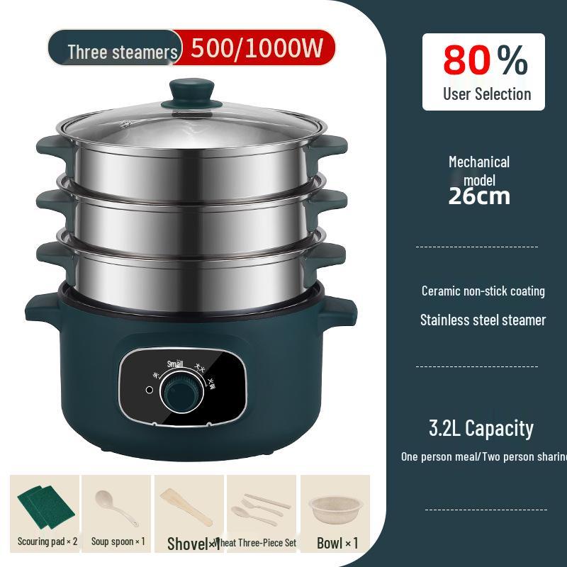 Multi-Functional Electric Cooker: Hot Pot, Stir-Fry, and Noodle Maker for Dorms and Bedrooms