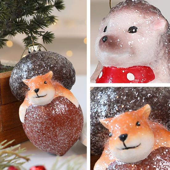 Christmas Tree Decoration Squirrel Hedgehog Christmas Ball Ornaments Xmas Holiday Decor for Home Table
