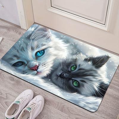 1 Stück Anti-Ermüdungs-KüchenteppicheEntzückender Kitty D-Druck Wasserdicht Rutschfest Dick Gepolsterte Küchenmatte Hochbelastbare Komfort-Stehmatte für Küche