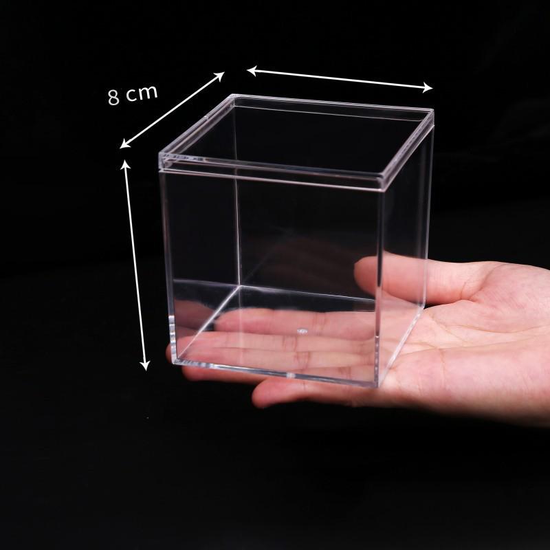 Transparent Square Acrylic Storage Box for Figures - Dustproof Food-grade Plastic, PS Wedding Candy Box with Lid