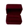 Double Ring & Earring Flocked Cloth Jewelry Gift Box - Flip Top Wedding Band & Stud Packaging.