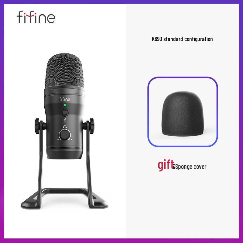 Fifine K690 Профессиональный настольный микрофон для записи, игр, пения, прямых трансляций и озвучивания аудиокниг. Microphone